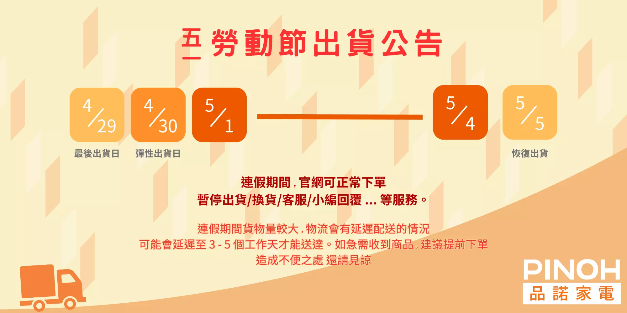 五一勞動節連假出貨通知